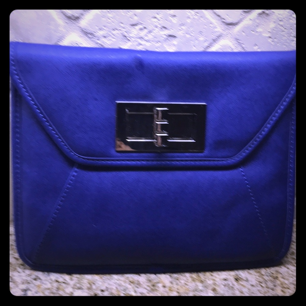 Royal blue clutch purse silver turn lock.